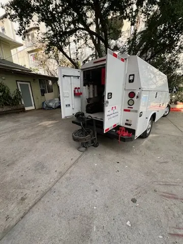 Magnet Plumbing service vehicle on-site for Slab Leak Repair in Laguna Beach